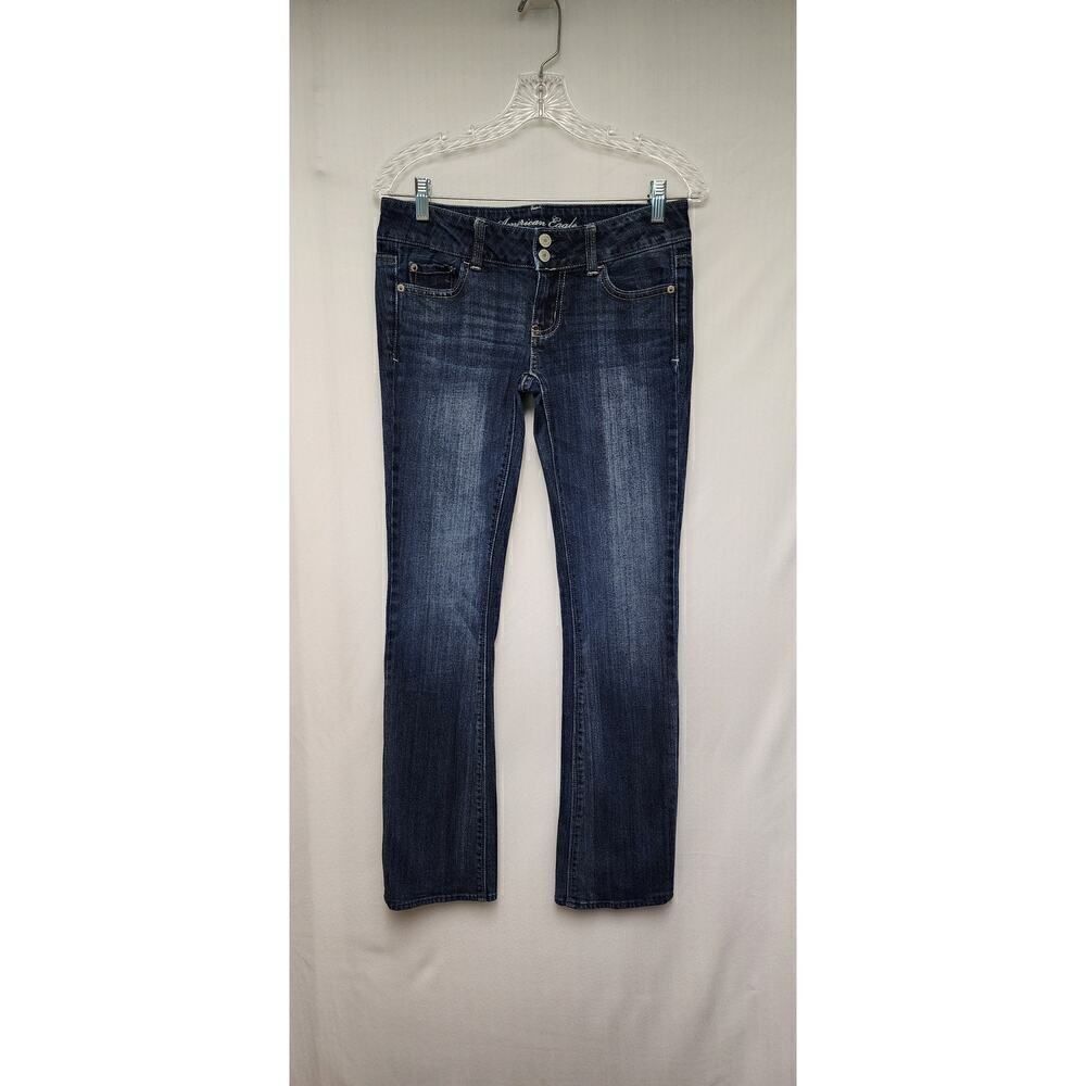 AE American Eagle Blue Artist Low Rise Stretch Bootcut Denim Jeans Size 4R - Picture 2 of 7